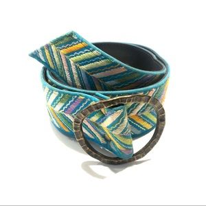 Multi Color Embroidered Boho Belt